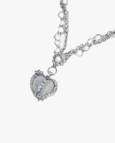  CECI - Vòng cổ nữ đôi phối mặt đá trái tim sang trọng 