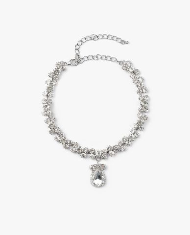  CECI - Vòng cổ nữ đính đá bản to phối chuỗi xích sang trọng 