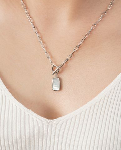  CECI - Vòng cổ nữ chuỗi xích lớn phối mặt ngọc thời trang 