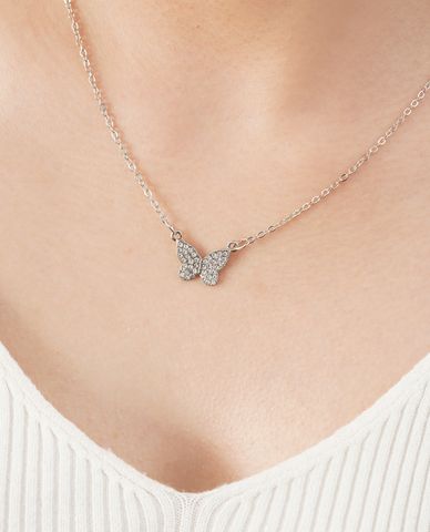  CECI - Vòng cổ nữ chuỗi xích mảnh phối mặt cánh bướm đính đá 