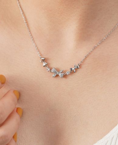  CECI - Vòng cổ nữ chuỗi xích mảnh phối mặt chiếc nơ xinh xắn 