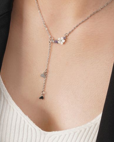  CECI - Vòng cổ nữ chuỗi xích mảnh phối mặt dây dài 