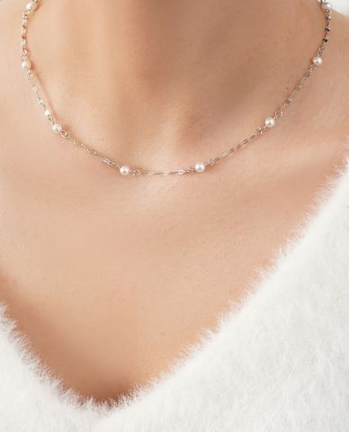  CECI - Vòng cổ nữ chuỗi xích mảnh phối ngọc trai thanh lịch 