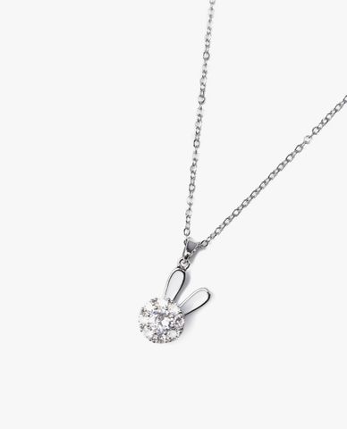  CECI - Vòng cổ nữ mắt xích nhỏ phối mặt hình đầu thỏ đính đá 