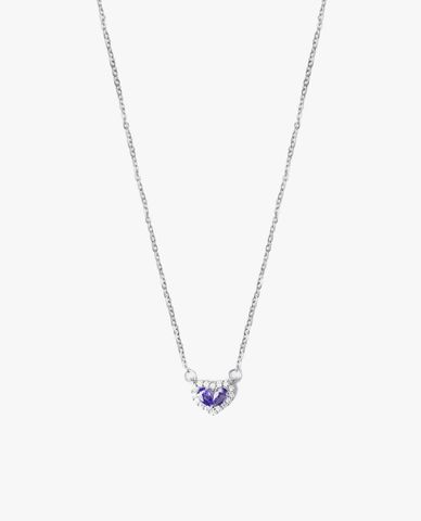  CECI - Vòng cổ nữ mắt xích phối mặt trái tim đính đá tinh tế 