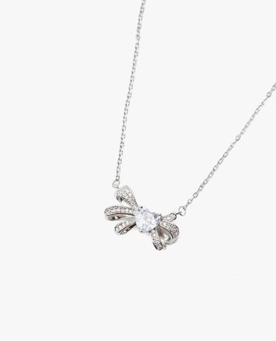  CECI - Vòng cổ nữ mắt xích nhỏ phối mặt hình chiếc nơ đính đá 