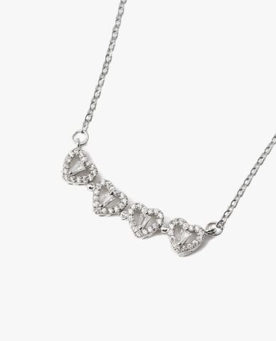  CECI - Vòng cổ nữ chuỗi xích phối mặt hình trái tim nhỏ đính đá 