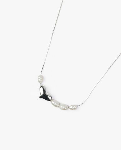  CECI - Vòng cổ bản mảnh phối mặt ngọc trai và trái tim thanh lịch 