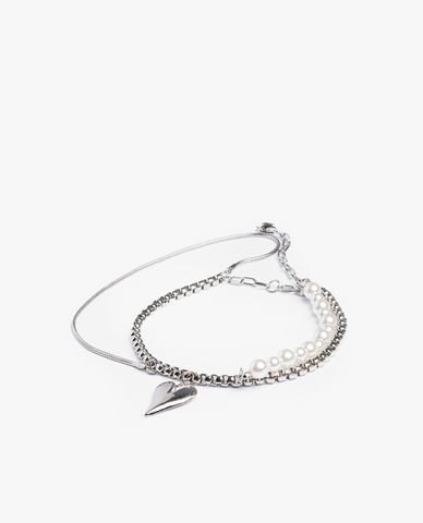  CECI - Dây chuyền nữ hai tầng chuỗi xích phối ngọc trai 