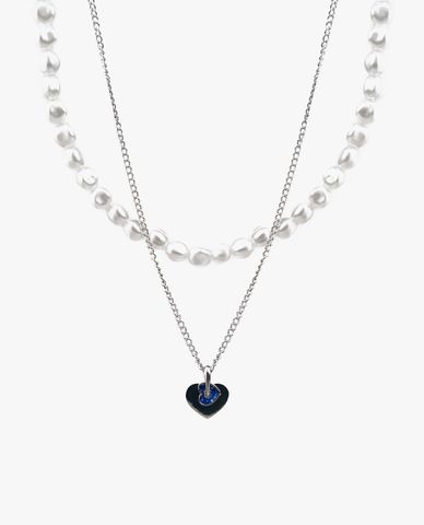  CECI - Dây chuyền nữ 2 tầng chuỗi hạt phối mặt trái tim thời trang 