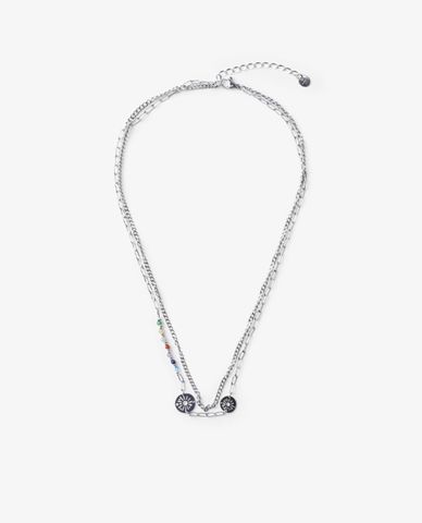  CECI - Vòng cổ nữ hai tầng phối mặt hình chữ nhật 