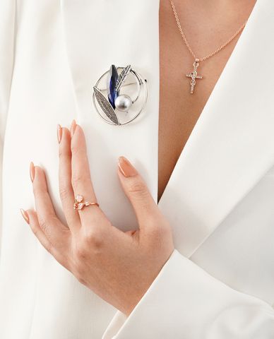  CECI - Ghim cài áo nữ thiết kế vòng tròn phối đá thời trang 