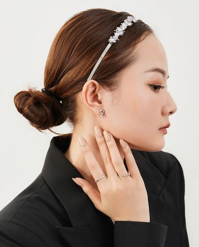  CECI - Băng đô cài tóc nữ bản mảnh đính đá nổi bật 
