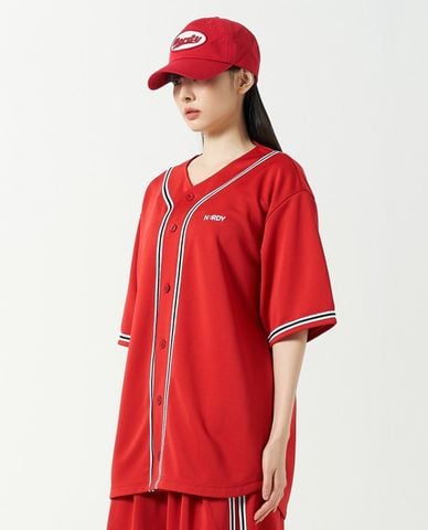  NERDY - Áo bóng chày unisex cổ V tay ngắn Baseball 