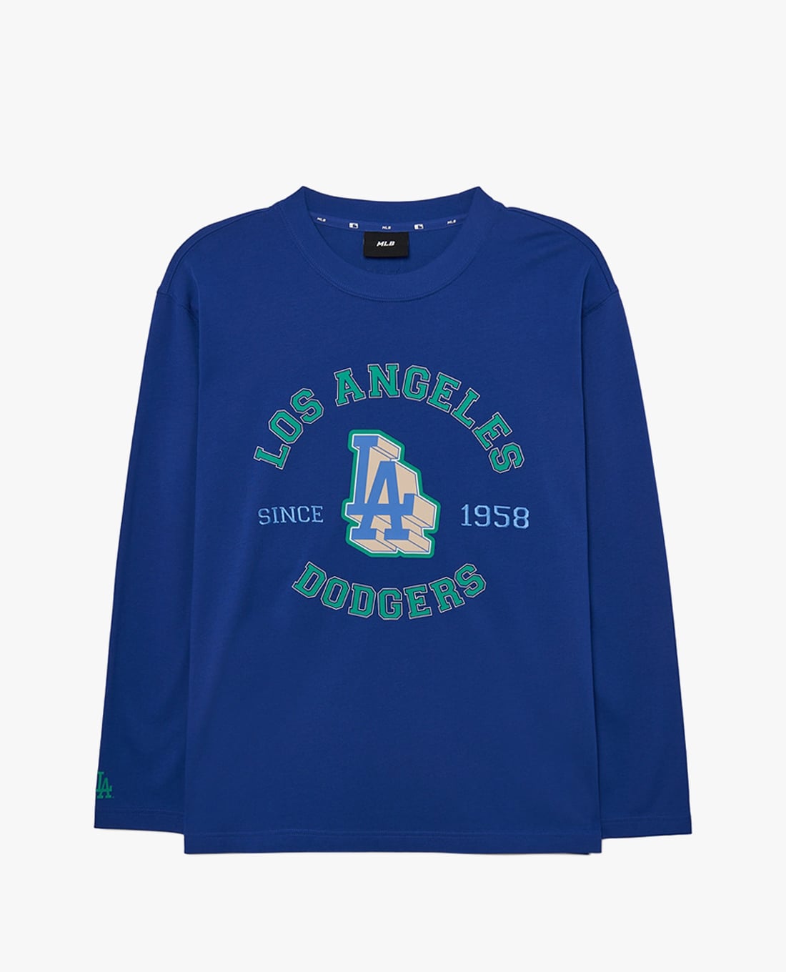 MLB - Áo thun unisex cổ tròn tay dài in logo thời trang