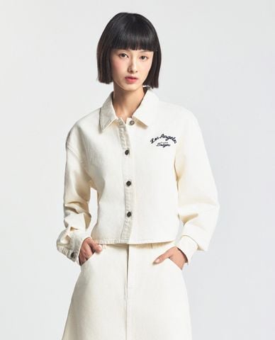  MLB - Áo sơ mi denim nữ cổ bẻ tay dài Varsity Culsive 