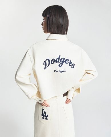  MLB - Áo sơ mi denim nữ cổ bẻ tay dài Varsity Culsive 