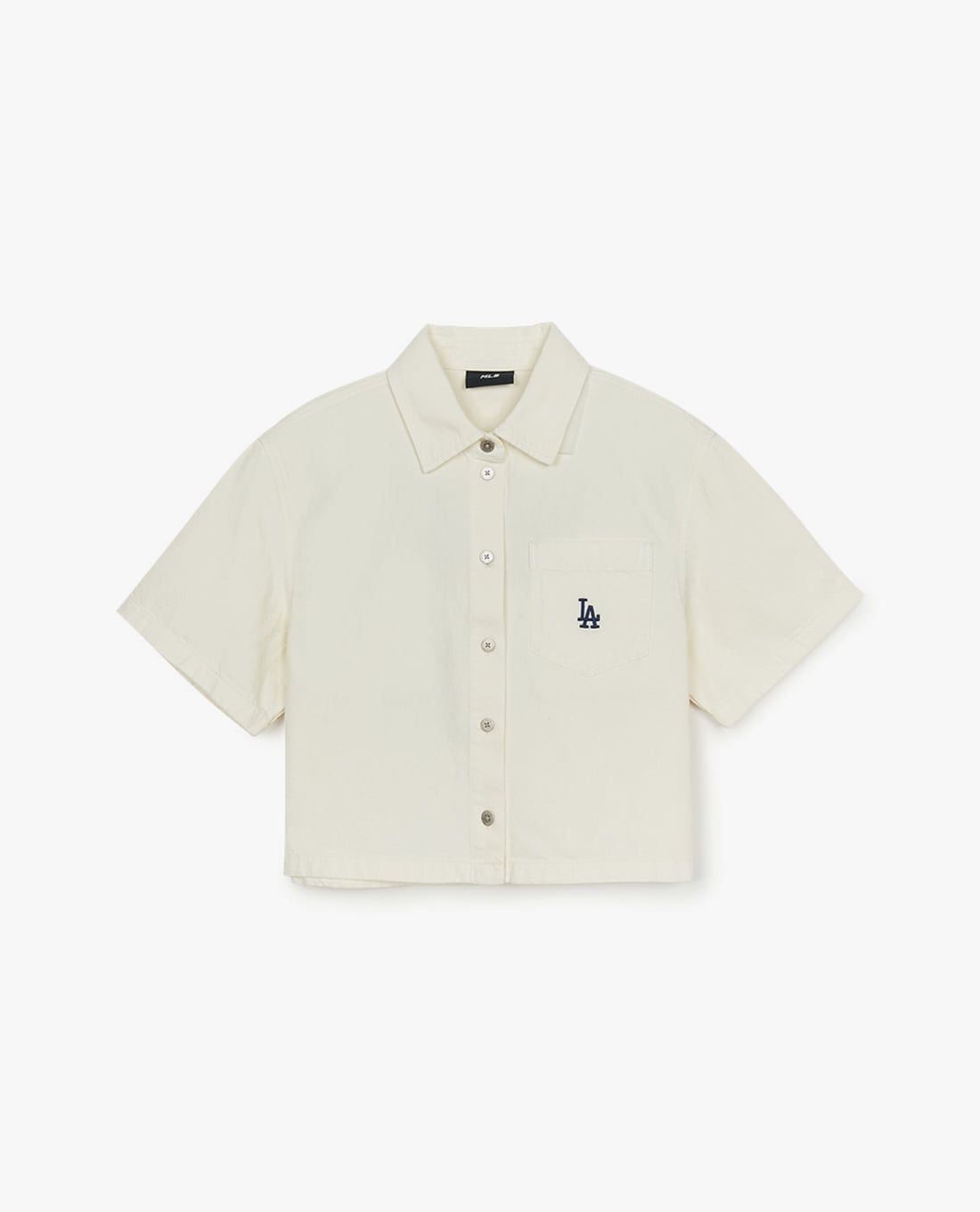 MLB - Áo sơ mi denim nữ cổ bẻ tay ngắn Varsity Logo