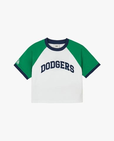  MLB - Áo croptop nữ cổ tròn tay ngắn Varsity 