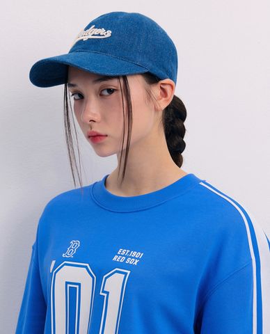  MLB - Nón bóng chày unisex Cultivating Lettering Denim Unstructured 