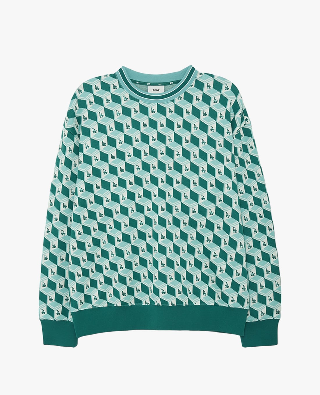 MLB - Áo sweatshirt unisex cổ tròn tay dài Cube Monogram Allover Jaquard