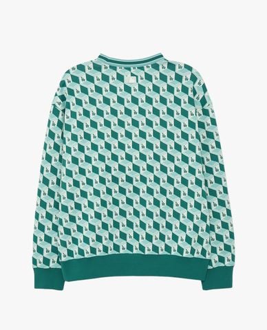  MLB - Áo sweatshirt unisex cổ tròn tay dài Cube Monogram Allover Jaquard 