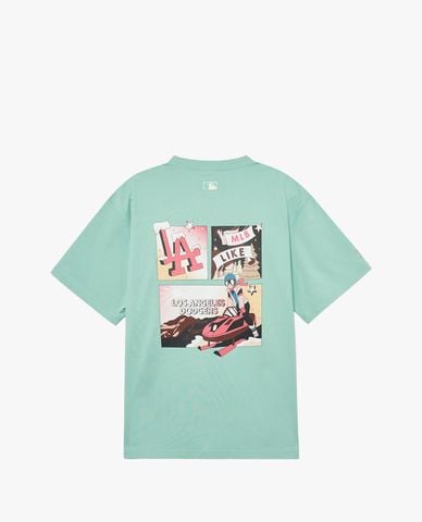  MLB - Áo thun unisex cổ tròn tay ngắn phom suông hiện đại 