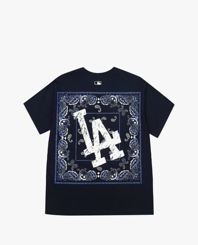  MLB - Áo thun tay ngắn cổ tròn phom suông phối logo cá tính 