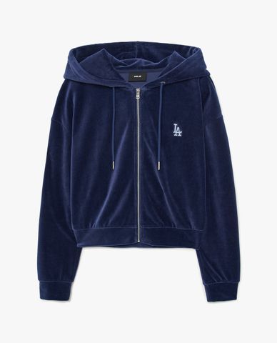  MLB - Áo khoác croptop nữ phối mũ Basic Velvet 