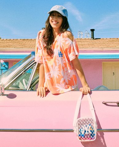  MLB - Áo croptop nữ tay ngắn Palm Tree 