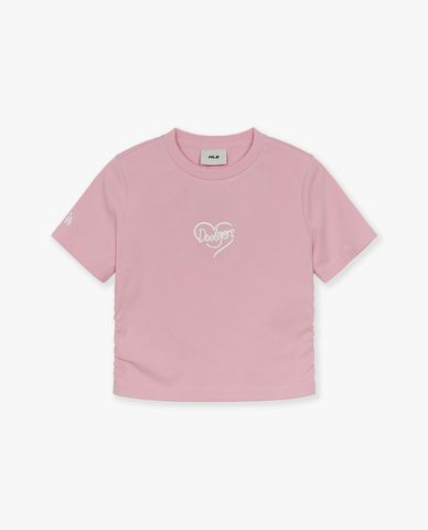  MLB - Áo croptop nữ cổ tròn tay ngắn Heart Athleisure 