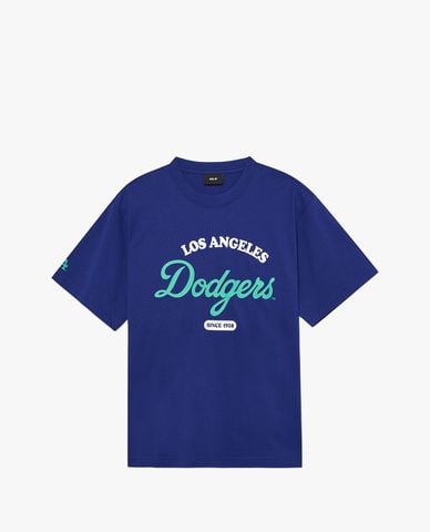  MLB - Áo thun unisex cổ tròn tay ngắn Varsity Cursive Graphic Overfit 