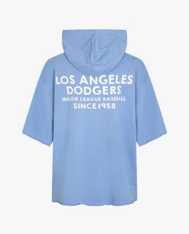  MLB - Áo hoodie ngắn tay unisex phối mũ trùm thời trang 