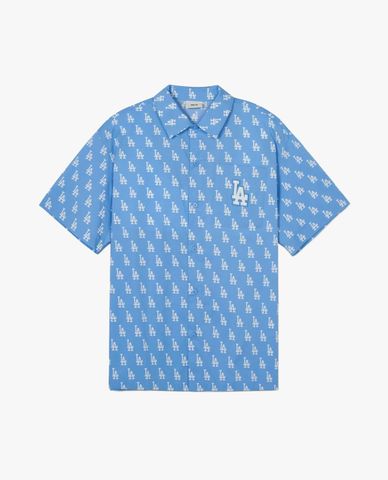  MLB - Áo sơ mi unisex cổ bẻ tay ngắn phối họa tiết monogram 