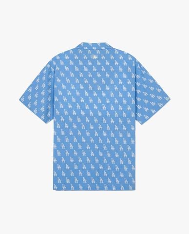  MLB - Áo sơ mi unisex cổ bẻ tay ngắn phối họa tiết monogram 