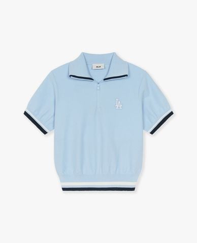  MLB - Áo polo nữ tay ngắn phối zip Varsity 