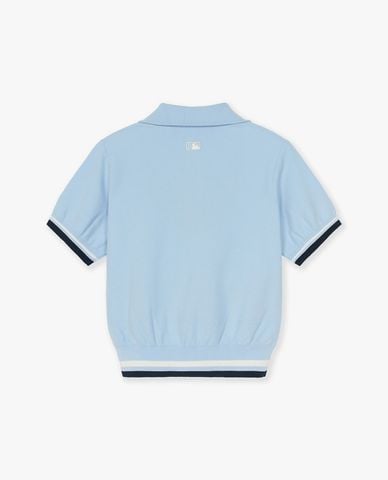  MLB - Áo polo nữ tay ngắn phối zip Varsity 