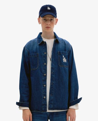 MLB - Áo sơ mi denim tay dài Big Logo 