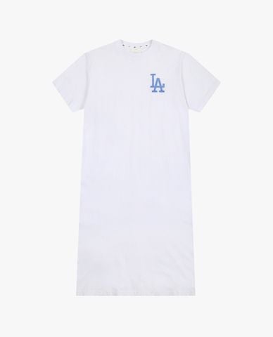  MLB - Đầm midi nữ ngắn tay cổ tròn Logo Basic 