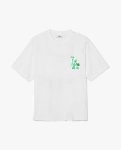  MLB - Áo thun unisex cổ tròn tay ngắn phối logo thời trang 