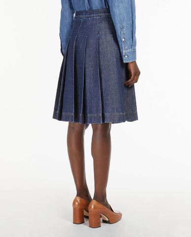 WEEKEND MAX MARA - Chân váy denim xếp li thời trang 