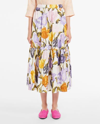  WEEKEND MAX MARA - Chân váy midi xếp li thời trang Cotton Poplin 