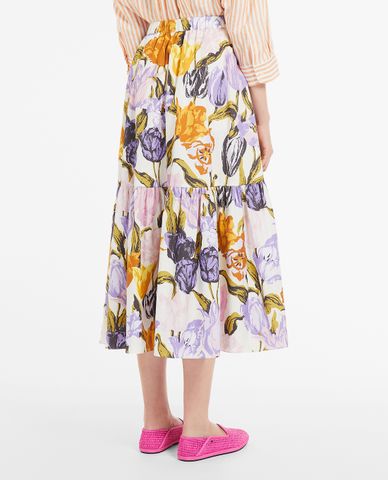  WEEKEND MAX MARA - Chân váy midi xếp li thời trang Cotton Poplin 