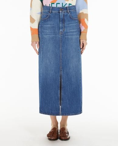  WEEKEND MAX MARA - Chân váy denim midi xẻ tà Gesso 