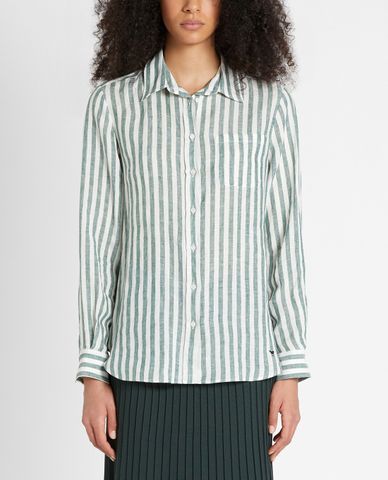  WEEKEND MAX MARA - Áo sơ mi nữ tay dài kẻ sọc Linen 