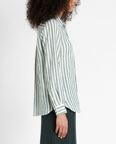  WEEKEND MAX MARA - Áo sơ mi nữ tay dài kẻ sọc Linen 