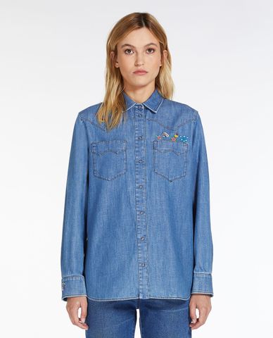  WEEKEND MAX MARA - Áo sơ mi denim nữ cổ bẻ tay dài Lodi 