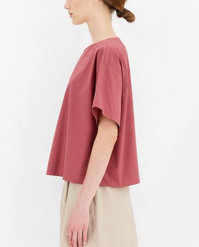  WEEKEND MAX MARA - Áo kiểu nữ cổ thuyền ngắn tay Cotton Poplin 