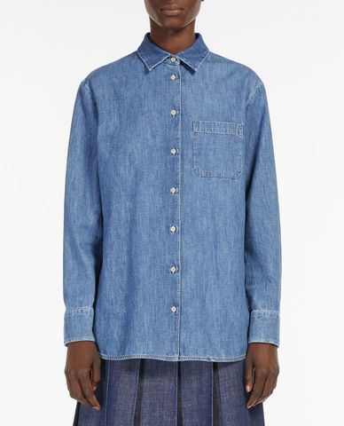  WEEKEND MAX MARA - Áo sơ mi denim nữ tay dài thời trang 