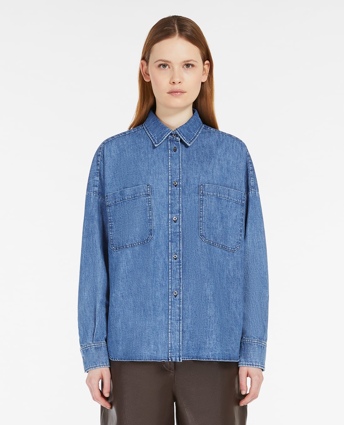 WEEKEND MAX MARA - Áo sơ mi denim cổ bẻ tay dài Landa